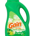 A green bottle of fabric softener.