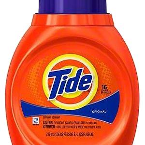 A bottle of tide detergent on top of a table.